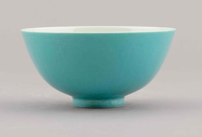 Chinese Porcelain Monochrome Bowl in Aqua In The Manner of Qing Dynasty