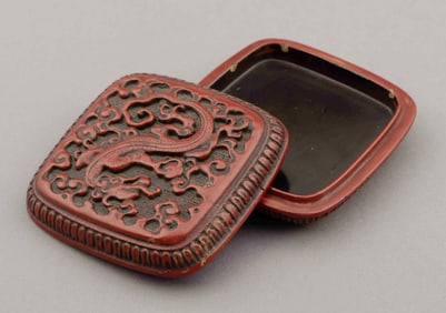 Chinese Cinnabar Lacquered Paste Box In The Manner of Qing Dynasty