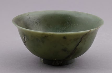 Chinese Qianlong Spinach Jade Bowl