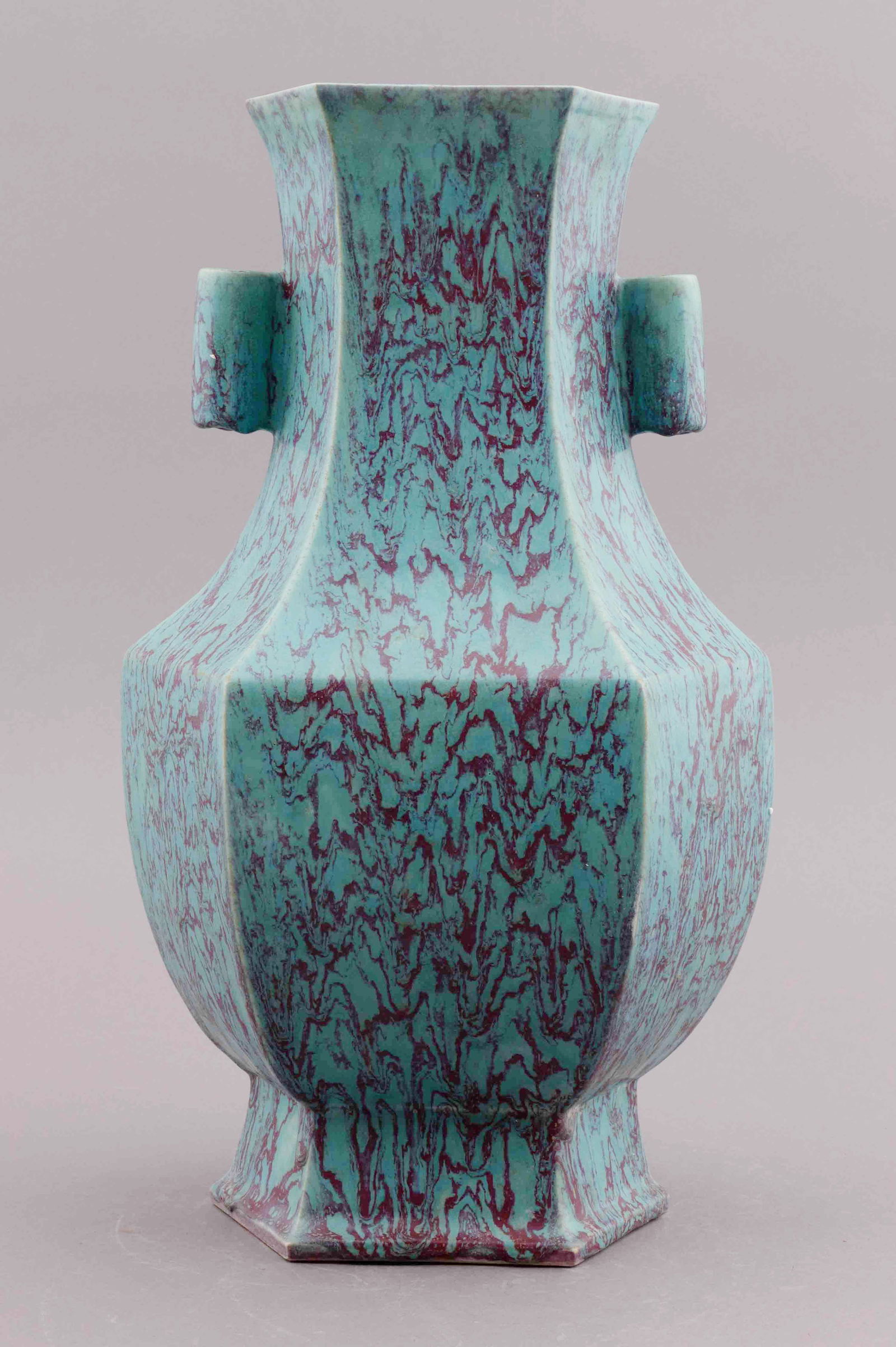 A Large Chinese Robin Egg Glazed Octagonal Vase (1 of 7)