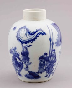 Chinese Blue and White Warrior Jar