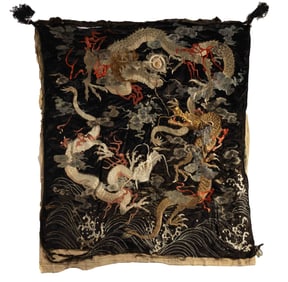 Monumental Chinese Silk Dragon Embroidery