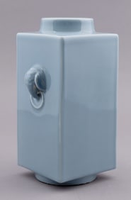 Chinese Porcelain Light Blue Vase with Elephant Heads In The Manner of Qing Dynasty