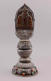 Tibet Silver Pagoda Statue