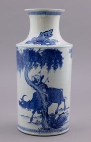 Chinese Porcelain Blue and White Vase In The Manner of Qing Dynasty