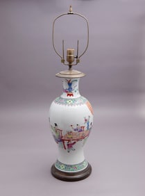 Vintage Chinese Porcelain Vase Lamp