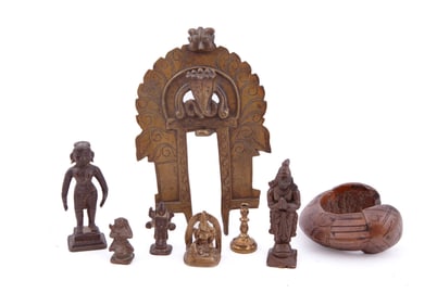 Eight Antique Asian Bronze Items