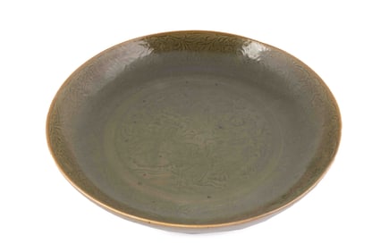 Monumental Chinese Celadon Decorated Charger