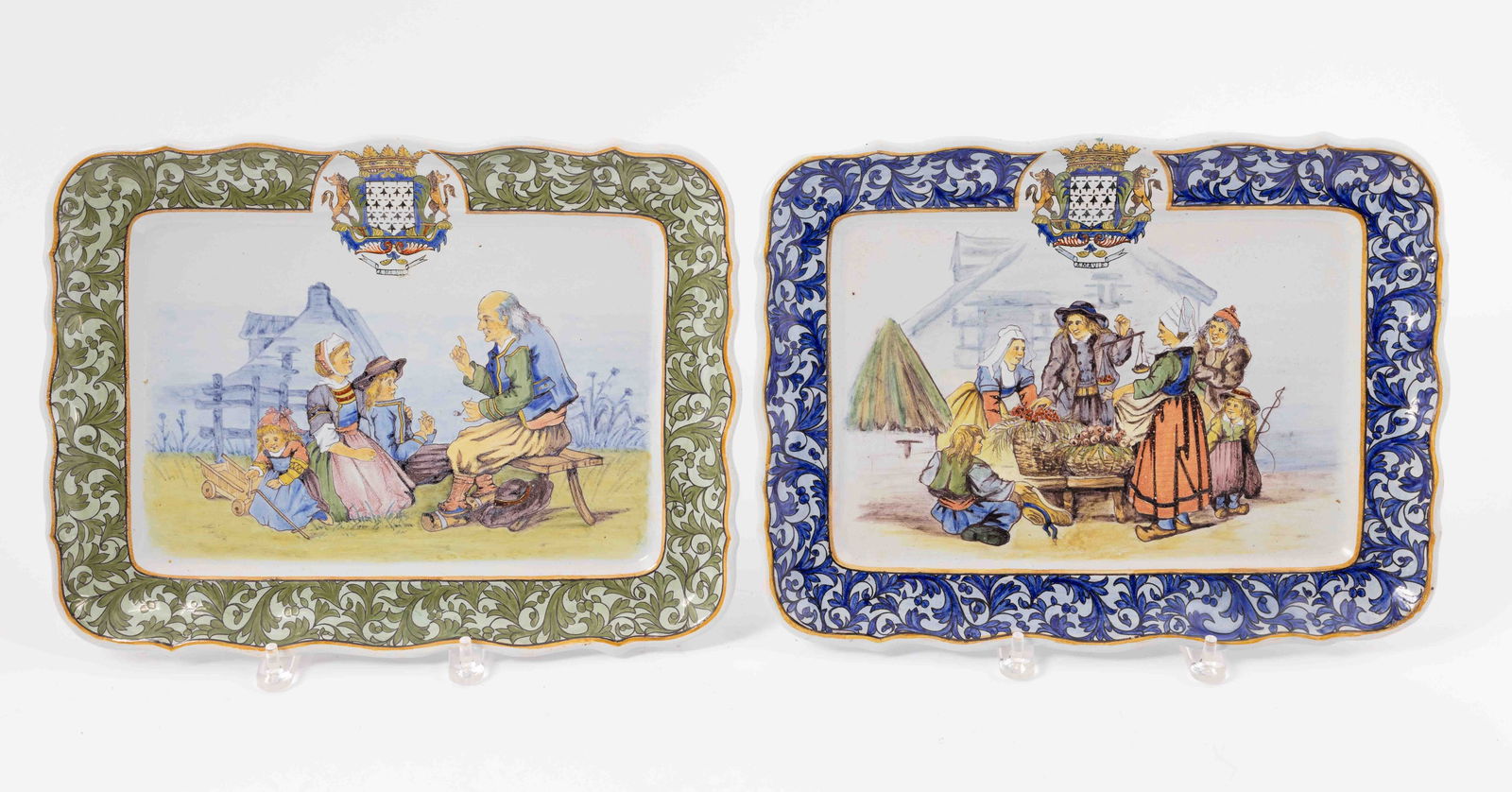 Pair of French Faience Porquier Beau Quimper Trays (1 of 7)