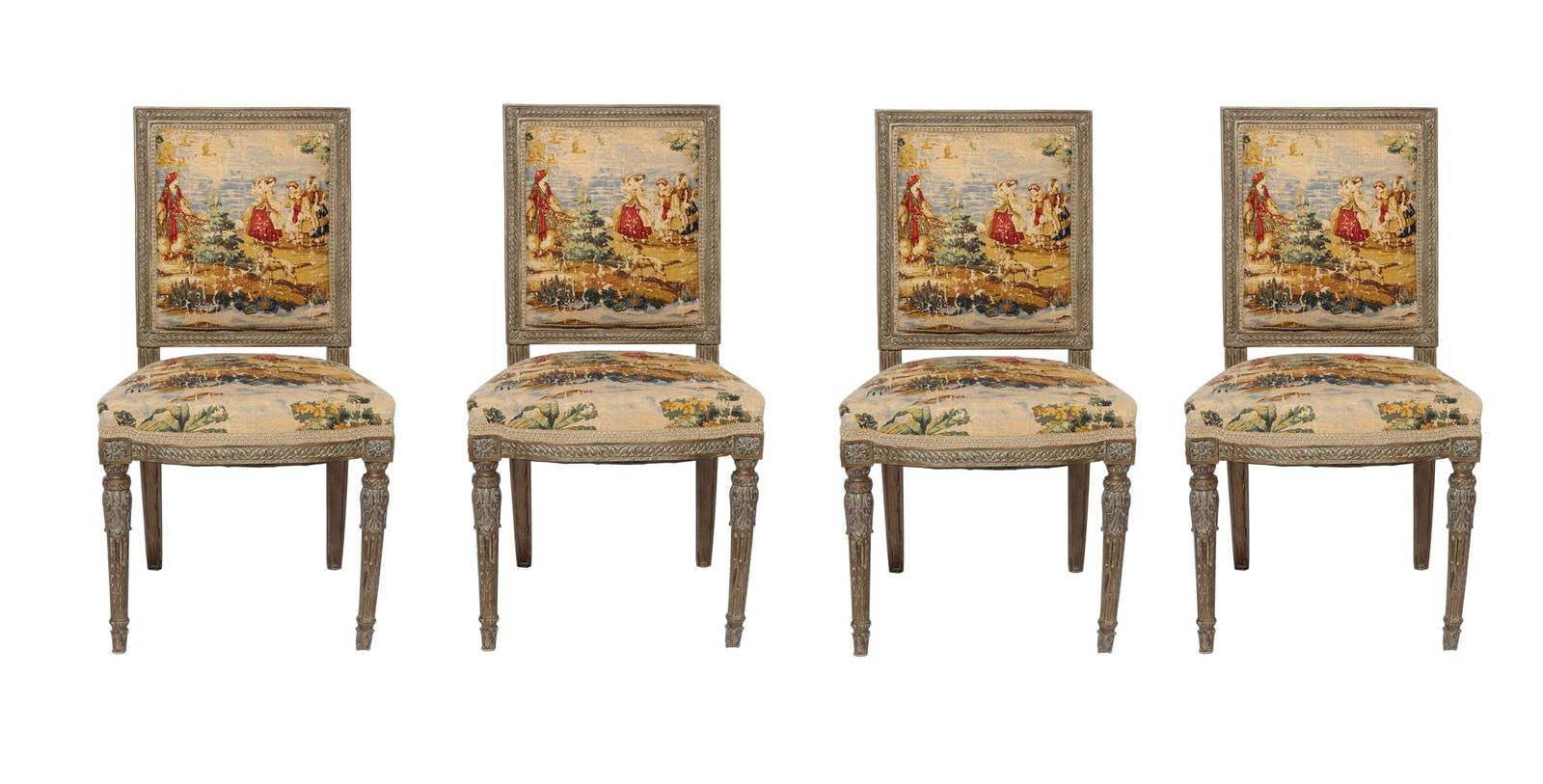 Set of Four Louis XV Style Tapestry Chairs (1 of 5)