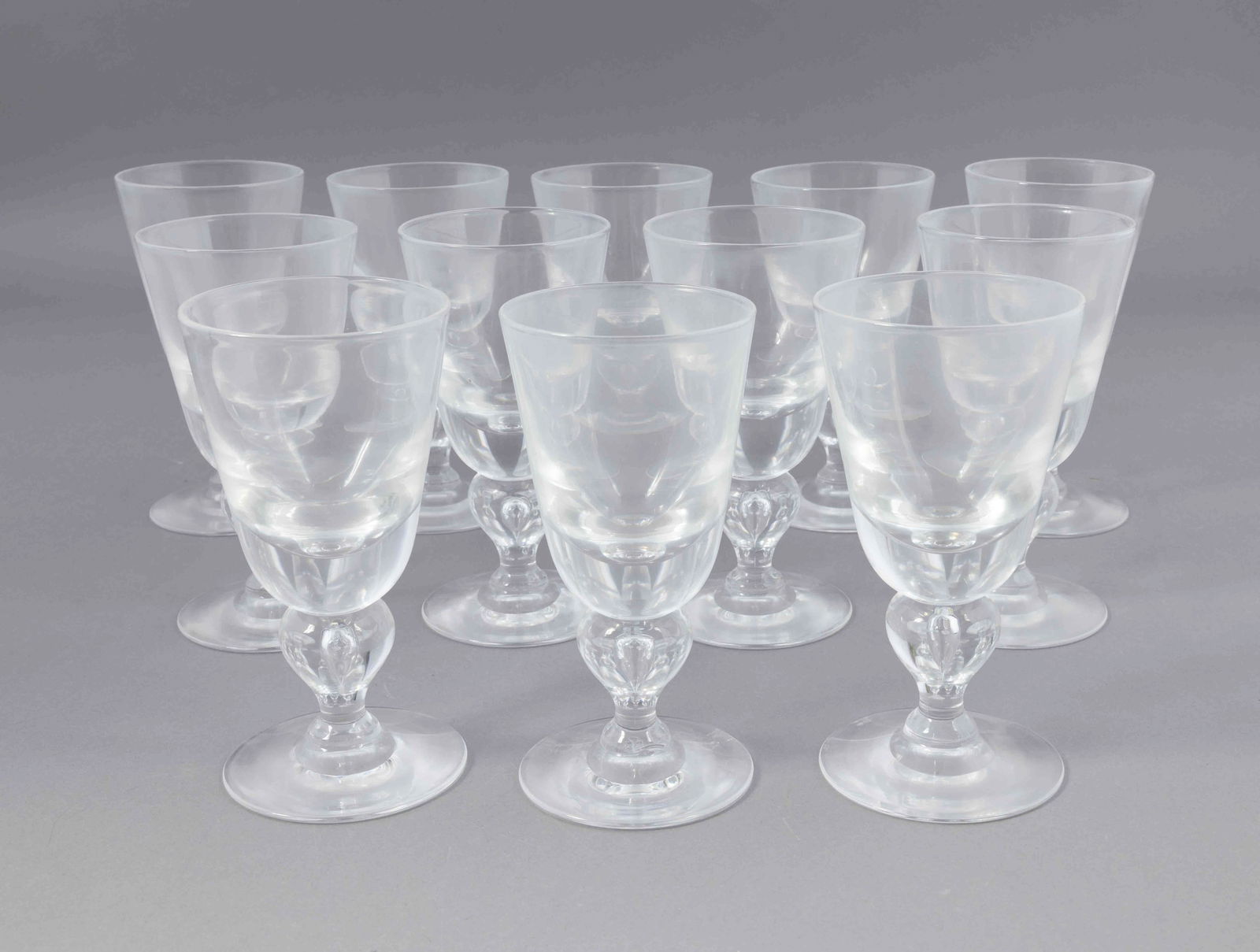 Set of Twelve Steuben Crystal Teardrop Water Goblets (1 of 5)