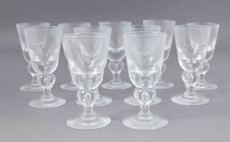 Set of Twelve Steuben Crystal Teardrop Wine Glasses