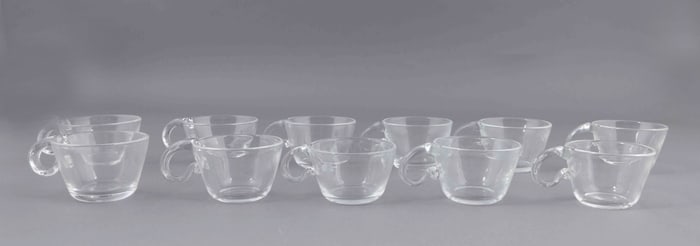 Set of Twelve Steuben Crystal Teardrop Punchbowl Cups