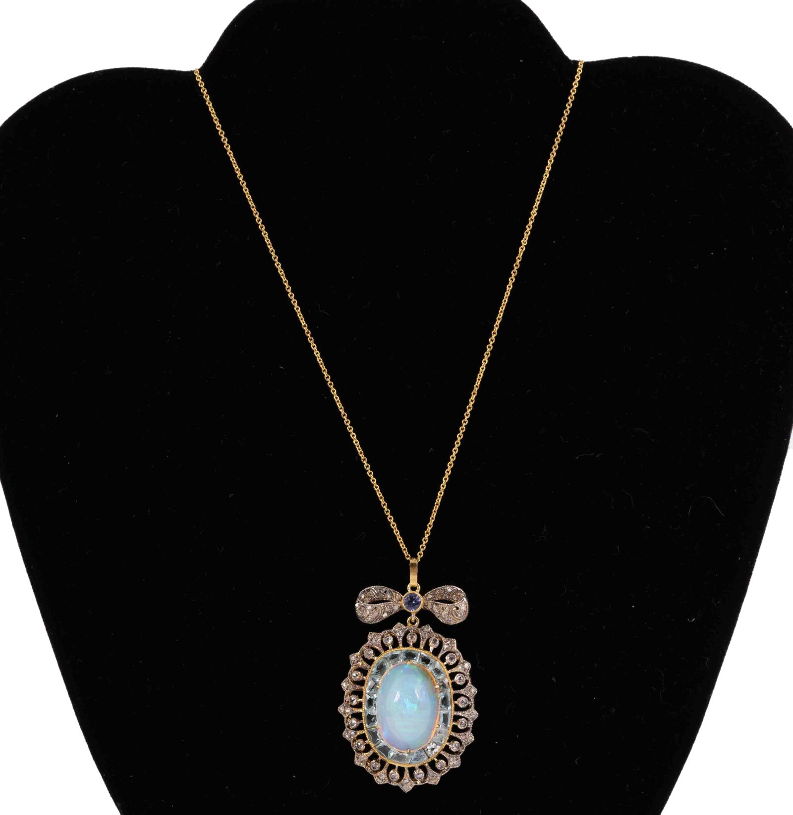 Diamonds, Opal, Aquamarine and Tanzanite Necklace (1 of 5)