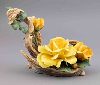 Boehm Bone Porcelain Floral Figurine of Yellow Roses