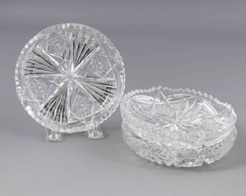 Three Libbey Crystal Shallow Dishes