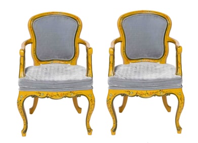 Pair of French Style Painted Armchairs