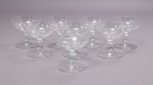 Eight Crystal Champagne Coupe Glasses