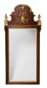 Italian Hand Carved Mahogany and Gilt Decorated Mirror
