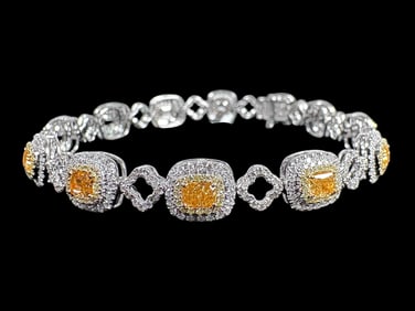 Rare Ladies 5 Carat Fancy Yellow Diamond Bracelet