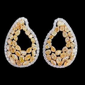 Ladies 8 Carat Chunky Yellow Diamond Earrings