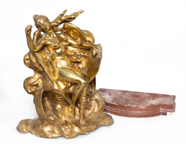 After Jules Alfred Alexandre Dercheu, Allegory of Time, Gilt Bronze Sculpture