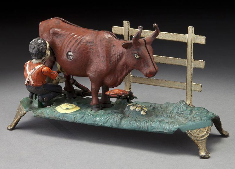 Cast iron Milking Cow mechanical bank, Lot 0084