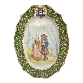 Large French Porquier Beau Quimper Decorative Tray