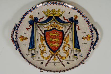Small French Faience Crest of Brittany Decorative Plate
