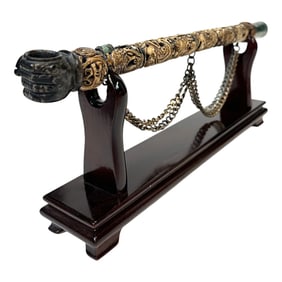 Heavily Carved Antique Chinese Tobacco Pipe