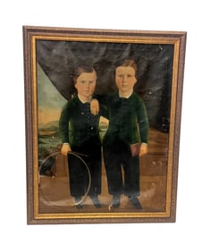 19th Century Primative Painting - Children