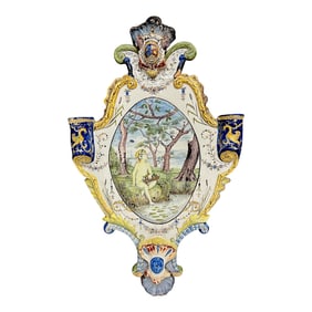 French Faience Large Heavily Detailed Wall Plaque