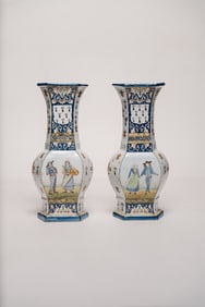 Pair of French Faience HB Quimper Brittany Vases