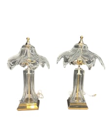 Pair of French Glass Electrified Table Lamps by Cofrac Art Verrier