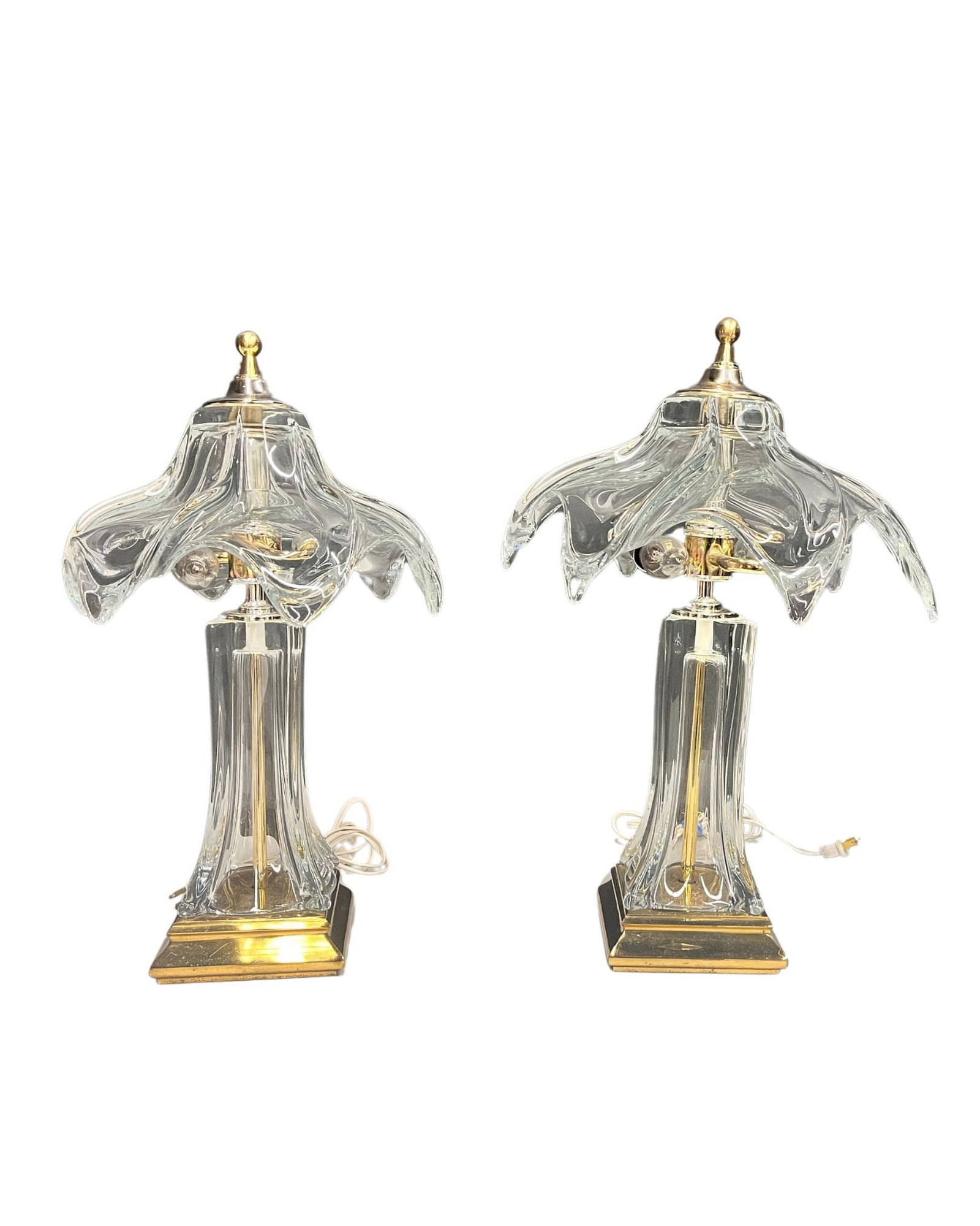Pair of French Glass Electrified Table Lamps by Cofrac Art Verrier (1 of 3)