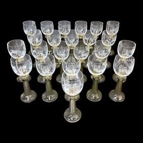 Gorsuch glass goblets with wildlife etchings - Set of 23