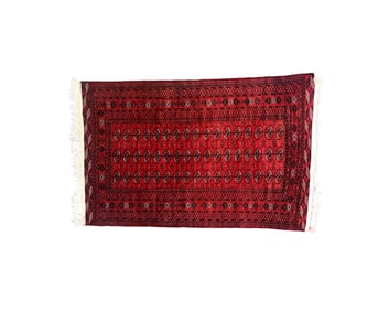 Large Red Hand Knotted Bokhara Rug