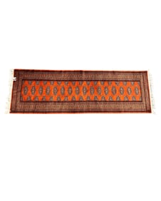 Traditional Orange Hand Knotted Bokhara Runner