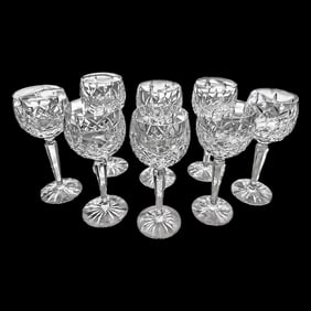 Set of Eight Waterford Crystal Stemmed Wine Glasses
