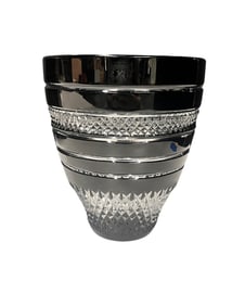 Baccarat Lismore Black Cut to Clear Vase