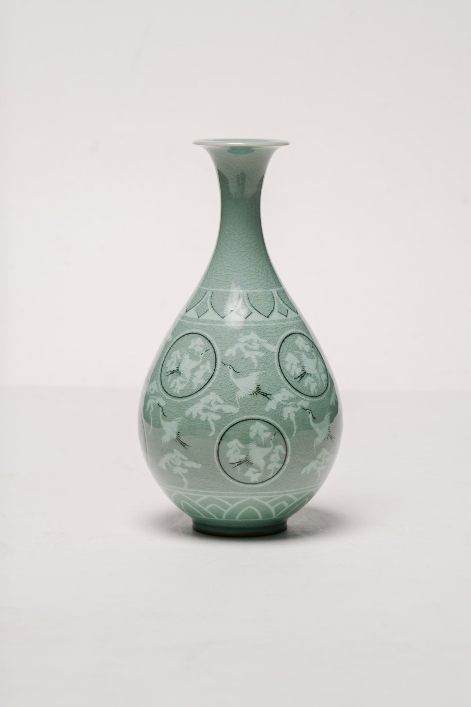 20th Century Korean Crackle Celadon Bulb Vase (1 of 2)