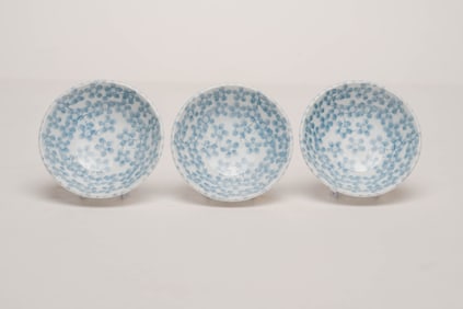 Three Japanese Porcelain Sakura Dessert Plates