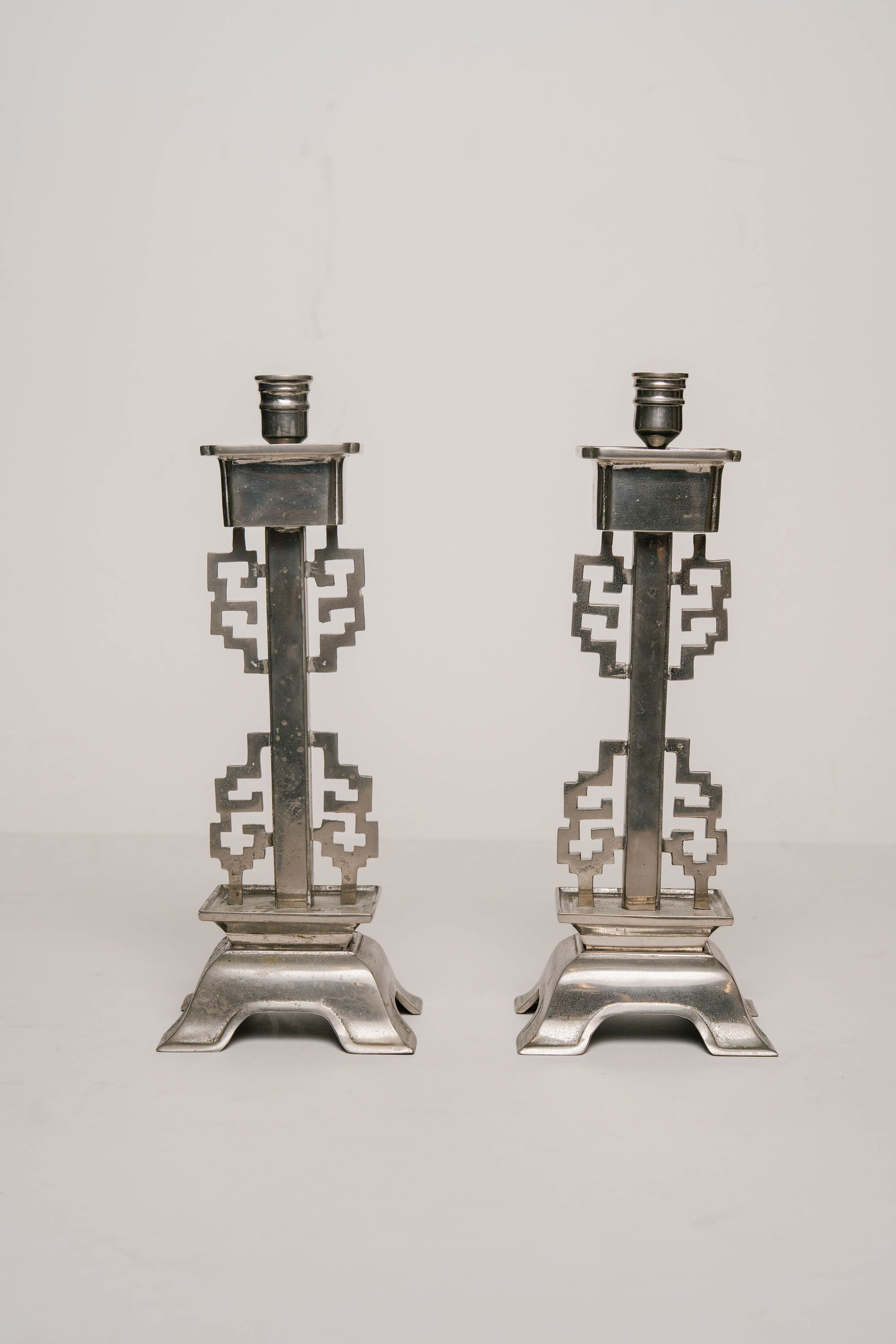 Pair of Vintage Metal Chinese Double Happiness Wedding Candlesticks (1 of 4)