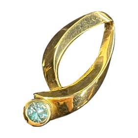 Ladies 14K Yellow Gold and Blue Zircon Pendant