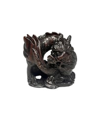 Vintage Chinese Wood Carved Dragon Figurine