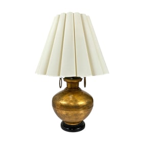 Mid-Century Modern Brass Urn Lamp with Hoop Handles
