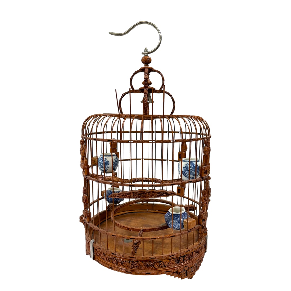 Vintage Chinese Birdcage with Hand Painted Chinoiserie Vessels (1 of 7)