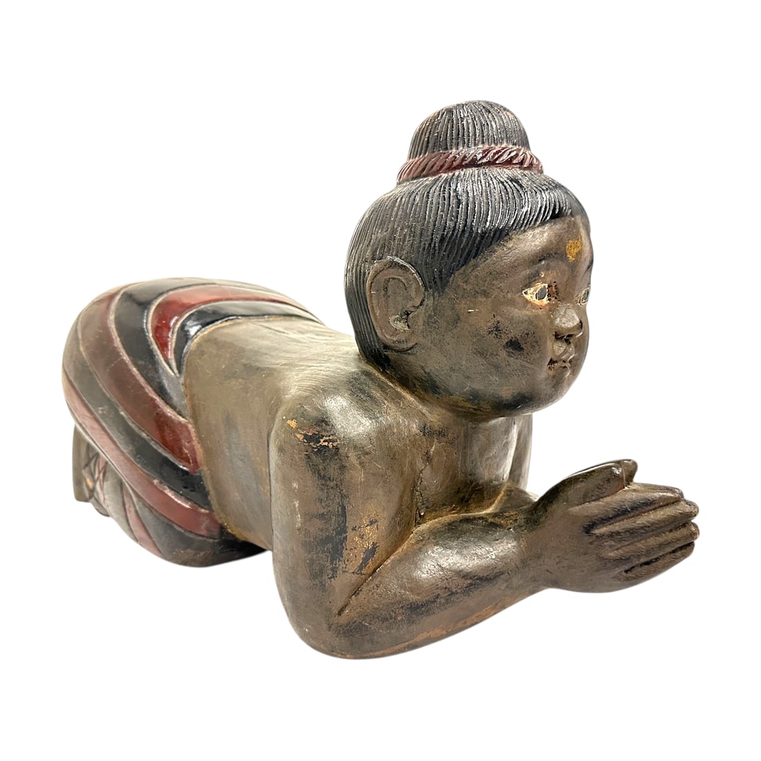 Vintage Hand Carved & Painted Opium Pillow Girl (1 of 6)