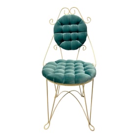 MCM Tiffany Blue Teena Original Boudoir Upholstered Vanity Chair