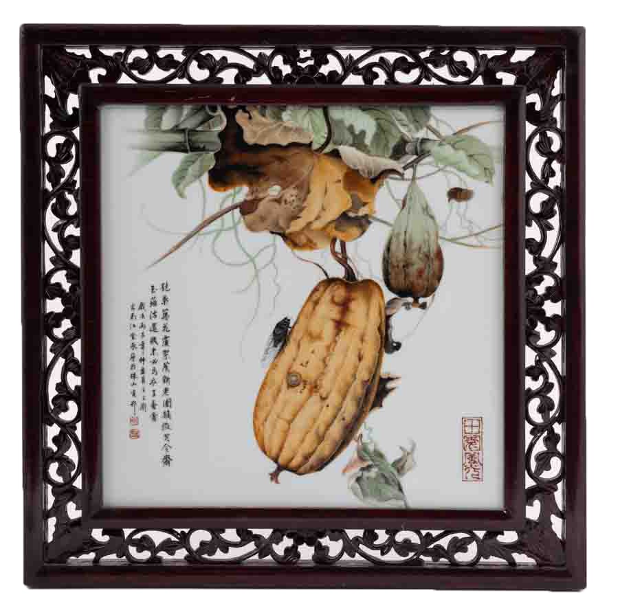 Vintage Chinese Famille Rose Porcelain Painting of a Chinese Lantern Plant (1 of 5)